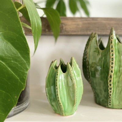 Cactus Stoneware Vase in Green 13cm