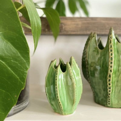Cactus Ceramic Vase in Green - Small