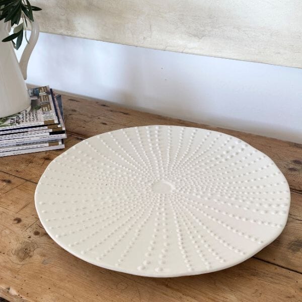 Sea Urchin Oversized Ceramic Platter in White