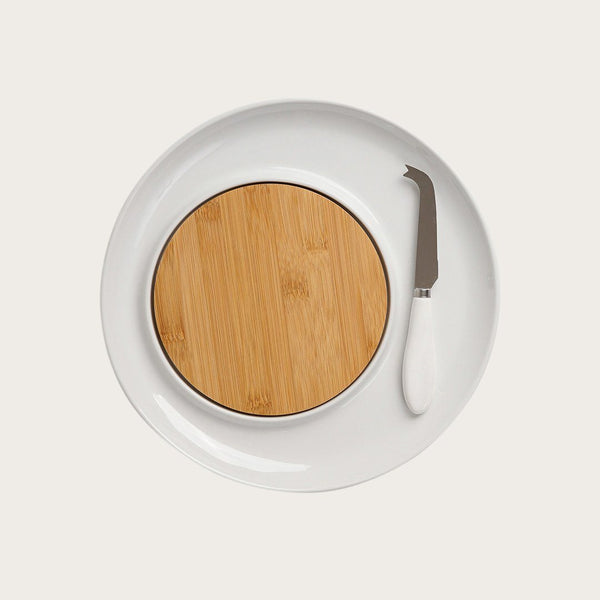 Camille Ceramic + Wood Cheese Serving Set (Save 37%)