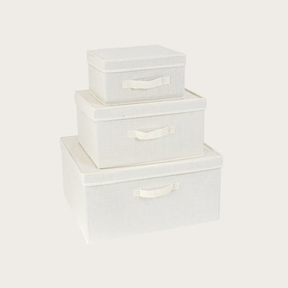 Canvas Stackable Storage Box Set in White - Buy 1 Get 1 Free Sale