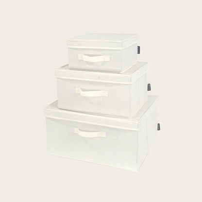Canvas Stackable Storage Box Set in White - Buy 1 Get 1 Free Sale