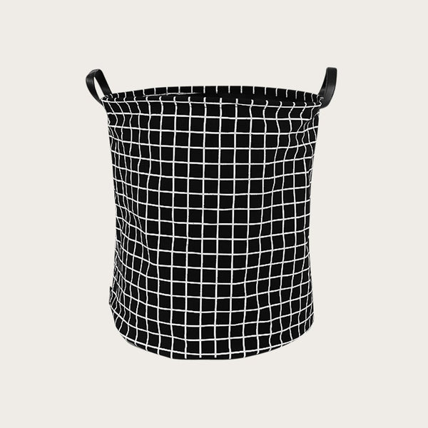 Kalay Storage Basket in Black/White Grid Print