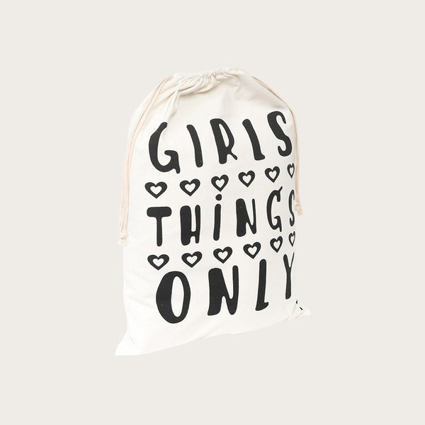 Drawstring Cotton Storage Bag In Girls Print