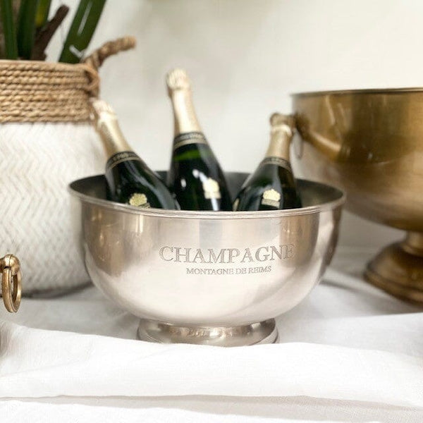 Camille Round Champagne Bucket in Antique Pewter