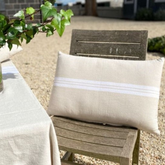 Linen Rectangle Cushion in Natural/Cream - 60 x 40cm