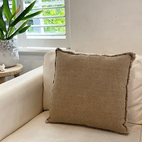 Freya Square Linen Cushion in Natural