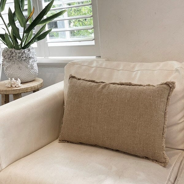Freya Rectangular Linen Cushion in Natural