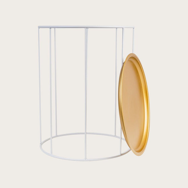 Berthe Bedside Table or Planter White/Gold (Save 50%)