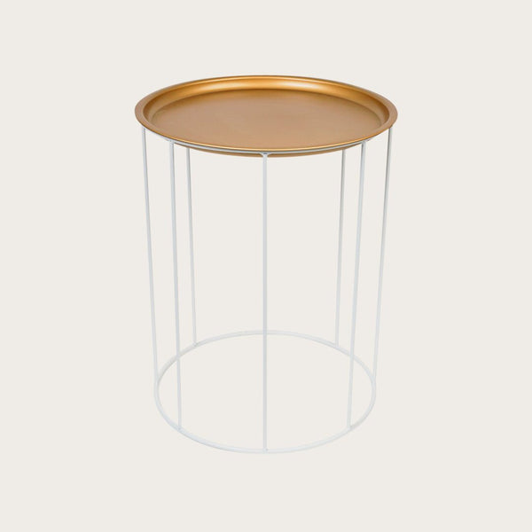 Berthe Bedside Table or Planter White/Gold (Save 50%)