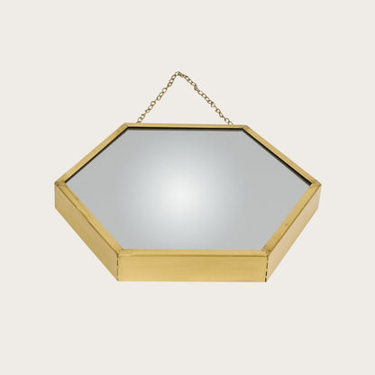 Gino Hexagon Metal Mirror in Brass 34cm