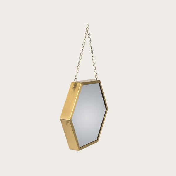 Gino Hexagon Metal Mirror in Brass - Medium (Save 50%)