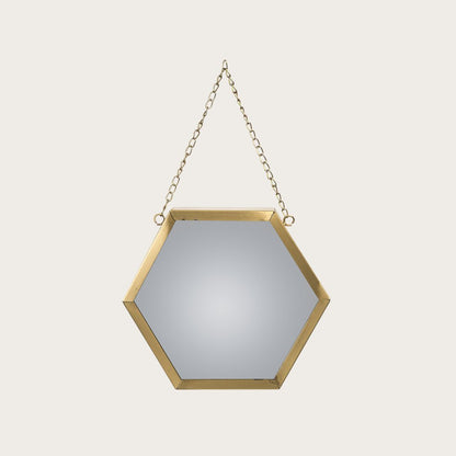 Gino Hexagon Metal Mirror in Brass 22cm