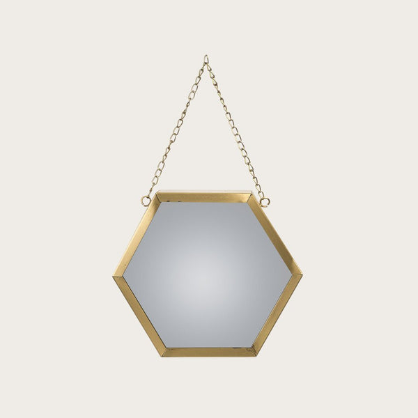 Gino Hexagon Metal Mirror in Brass - Small (Buy 1 Get 1 Free Sale)
