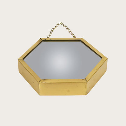 Gino Hexagon Metal Mirror in Brass 22cm