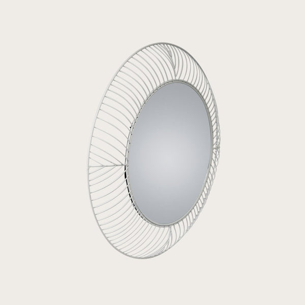 Alberto Round Metal Wall Mirror in White (Save 60%)