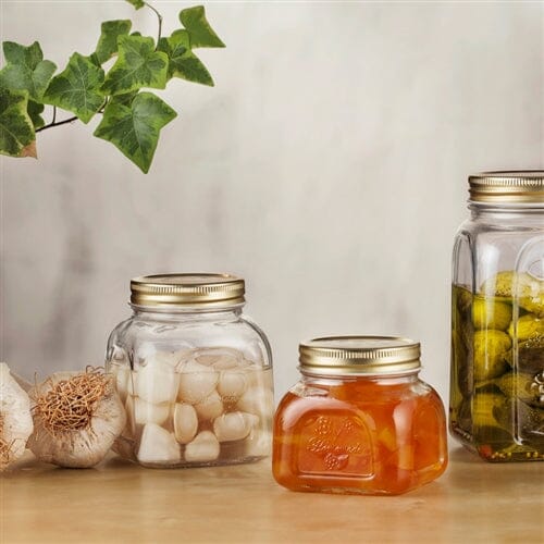 Rustica Glass Storage Jar W/ Gold Lid 500ml (Save 15%)