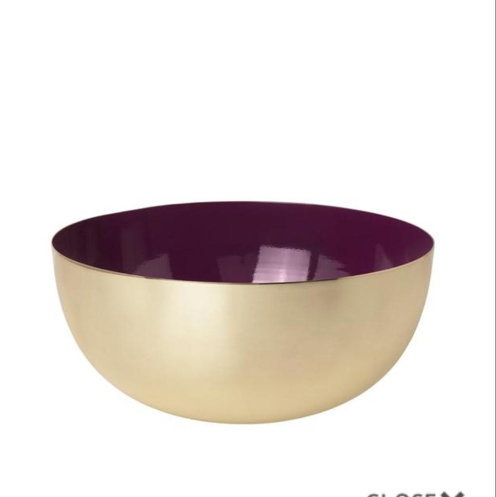 Celia Brass Serving Bowl in Burgundy 22cm