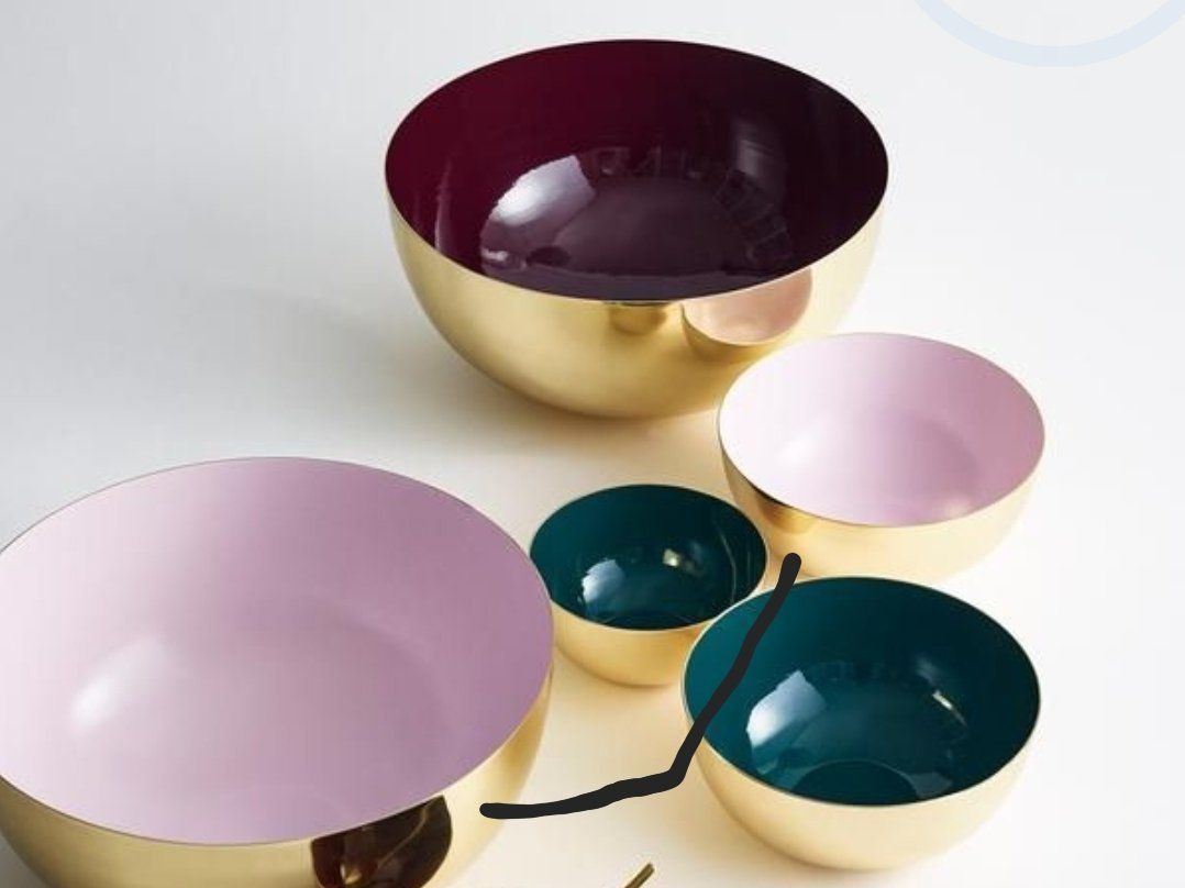 Celia Brass Serving Bowl in Peach 22cm