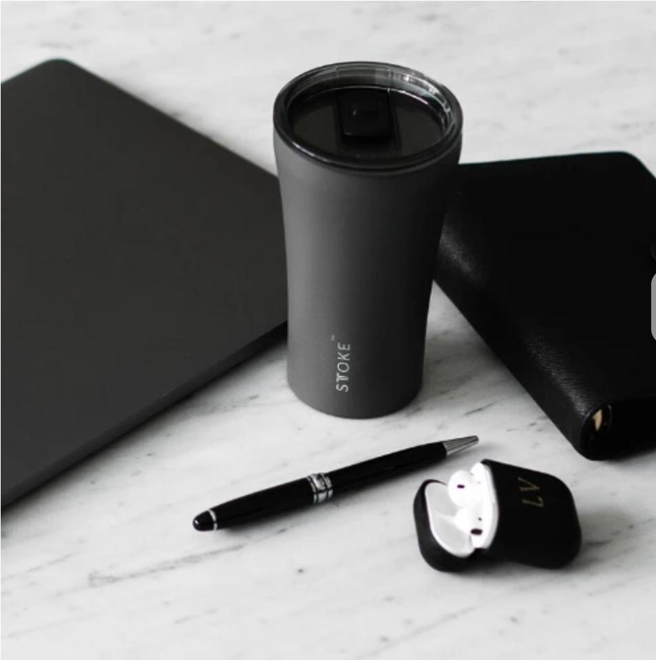 STTOKE Reusable Ceramic Cup in Black 8oz - Save 25%