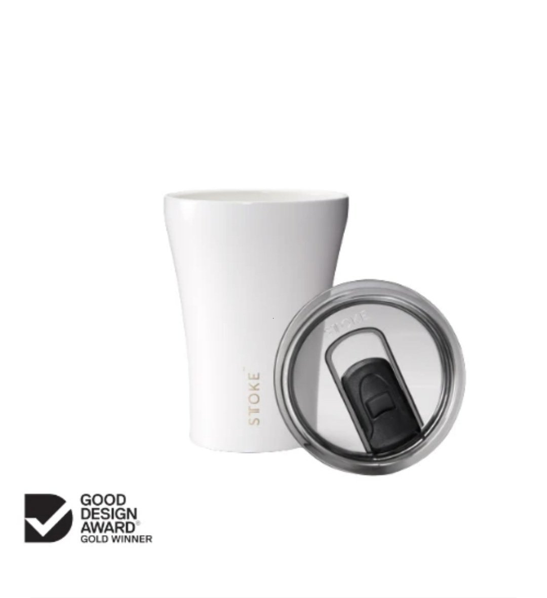 STTOKE Reusable Ceramic Cup in White 8oz - Save 25%