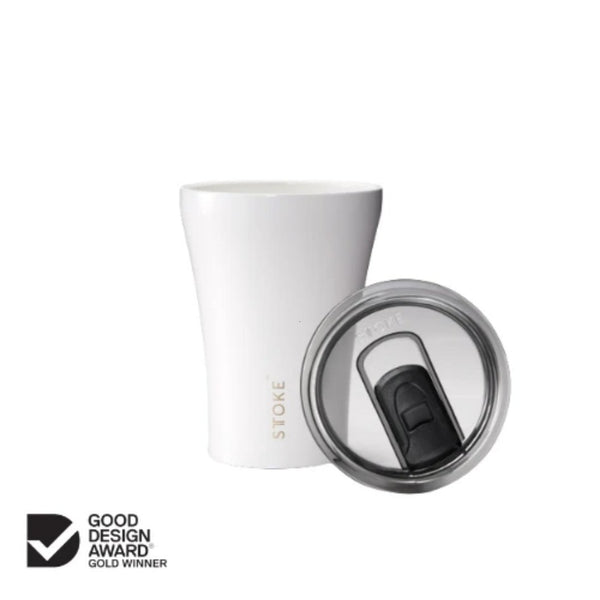 STTOKE Reusable Ceramic Cup in White 8oz (Save 25%)
