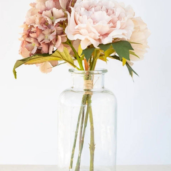 Peony Hydrangea Faux Bouquet in Grey/Pink