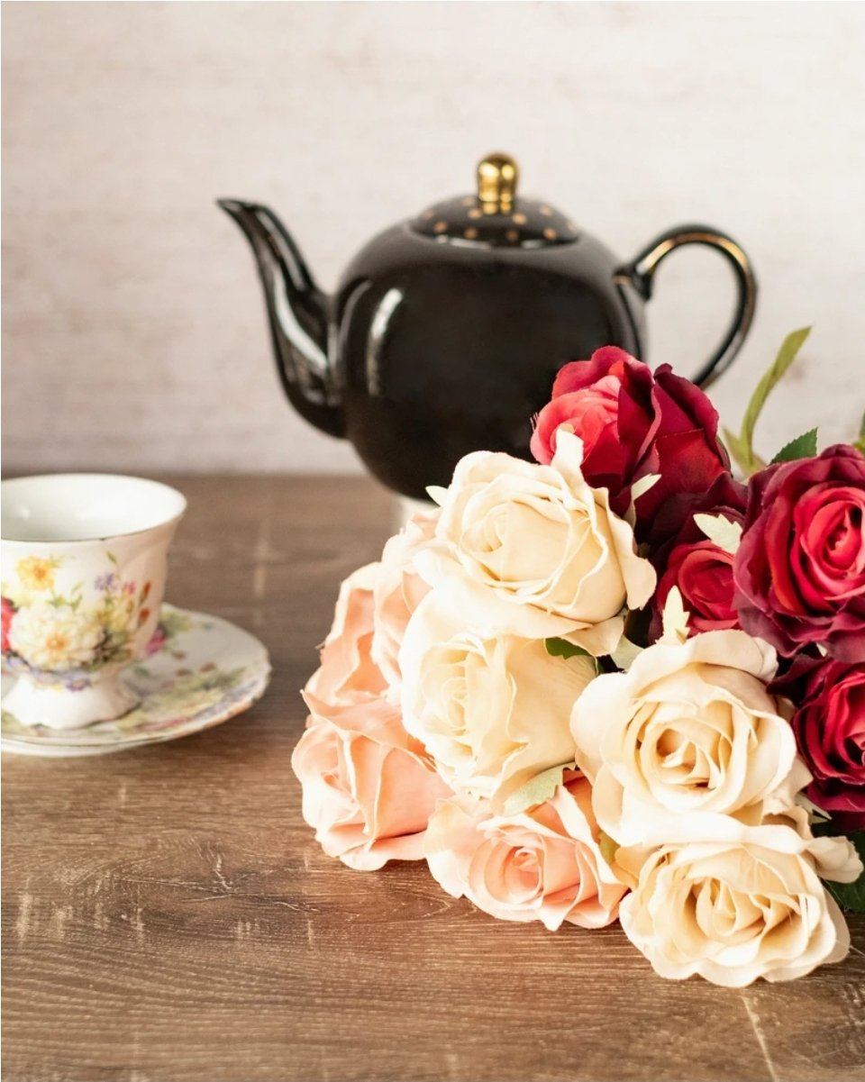 Rosebud Spray in Light Coffee - 50cm