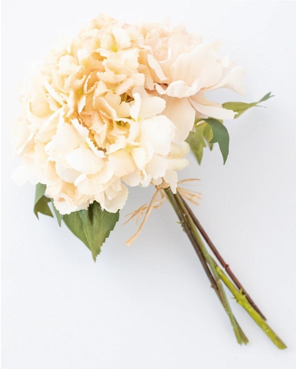 Peony Hydrangea Faux Bouquet in Cream/Pink