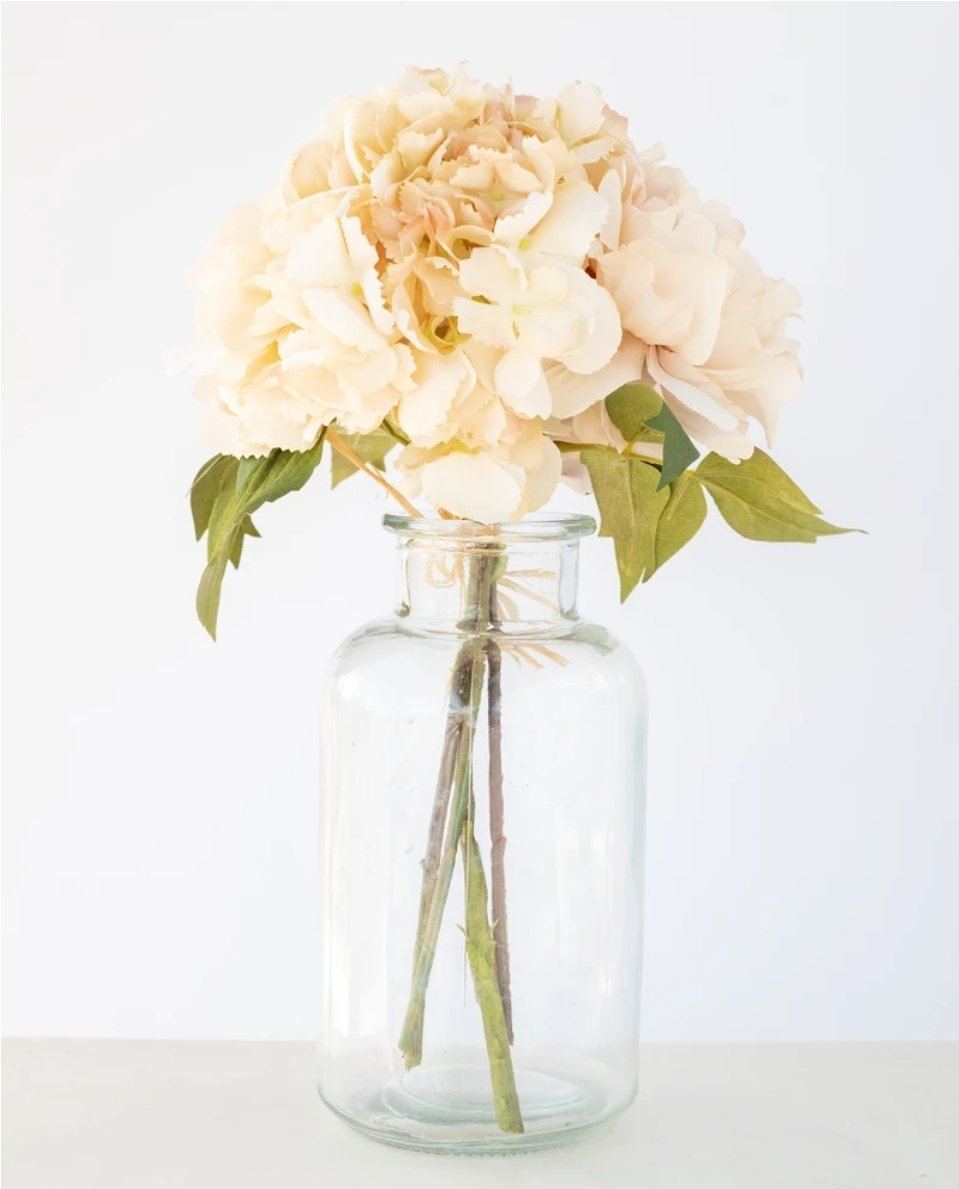 Peony Hydrangea Faux Bouquet in Cream/Pink