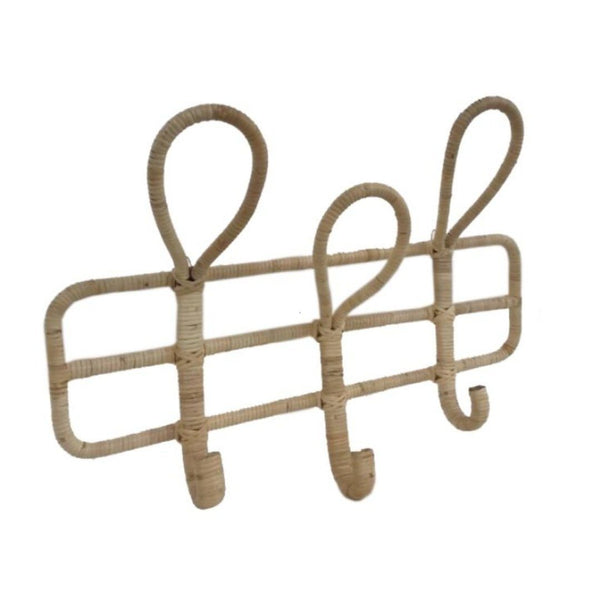 Amira Rattan Look Metal Wall Hook in Natural