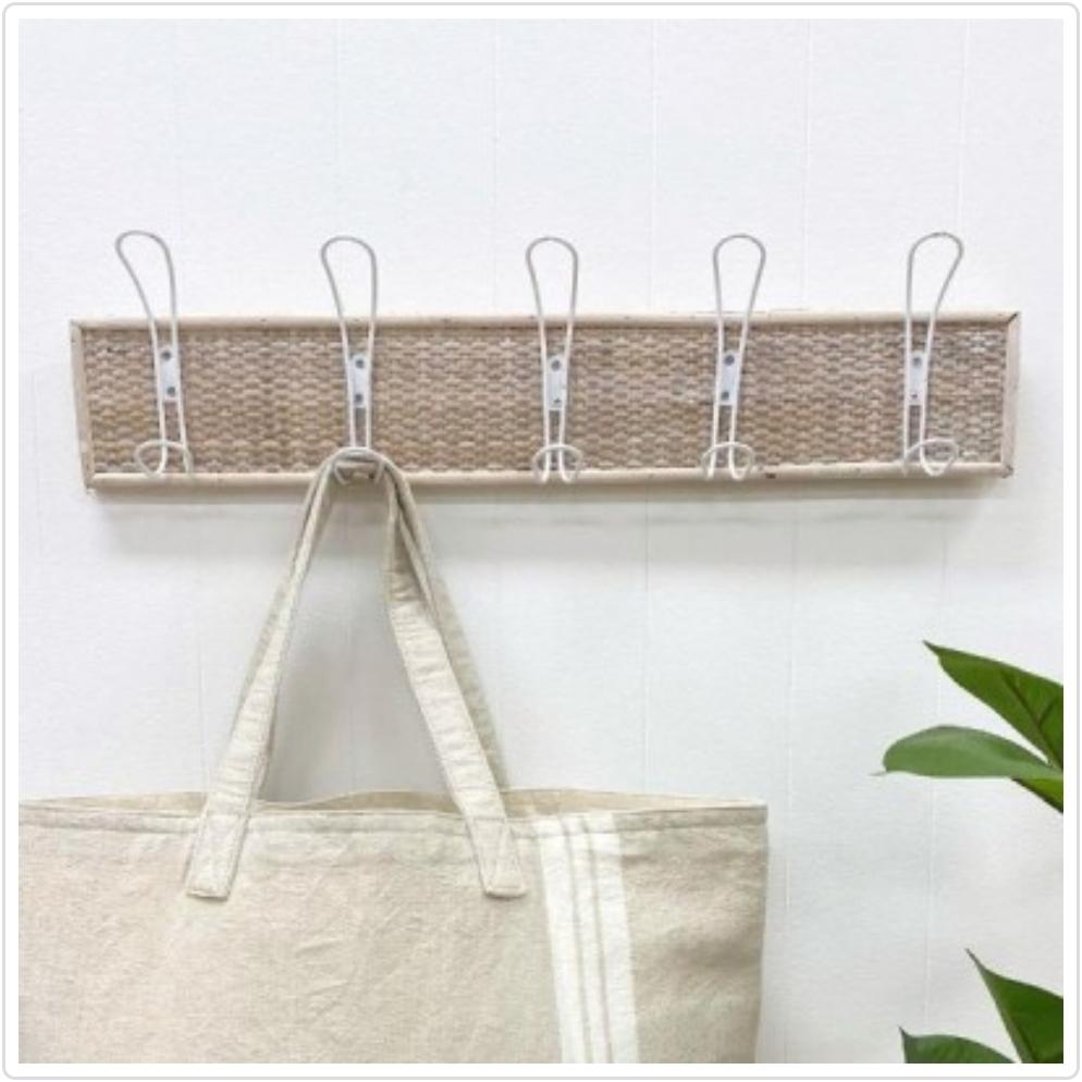 Ayana 5-Hook Rattan Weave Coat Rack