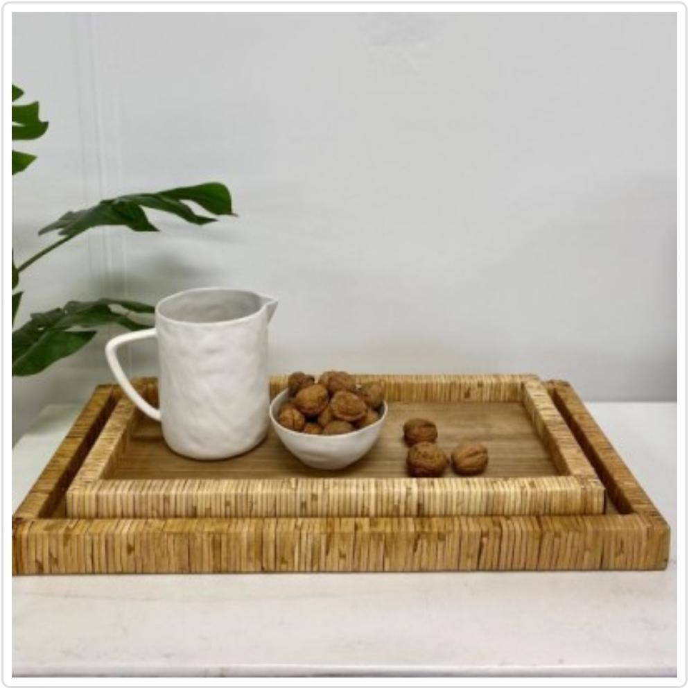 Diana Rectangular Woven Rattan Breakfast Tray 50cm
