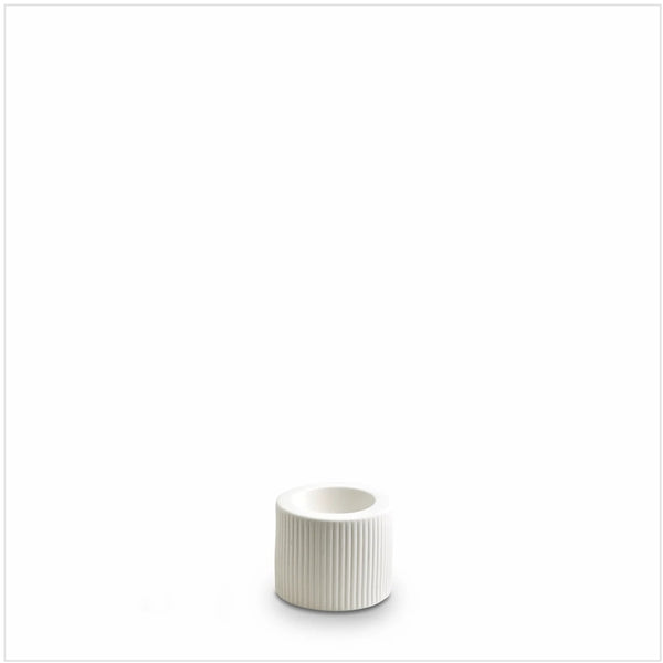 Ribbed Small Infinity Candle Holder in Snow