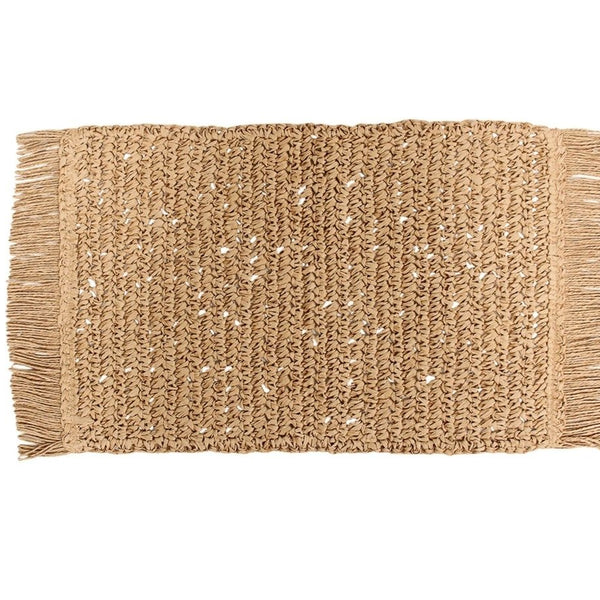 Maha Woven Fringed Placemat in Natural - 45 x 30cm