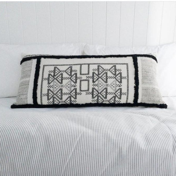 Imane Rectangular Tribal Cushion in Black/White