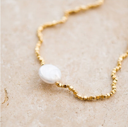 Indigo &amp; Wolfe - Moonlight Gold Necklace W/ Semi Precious Stone