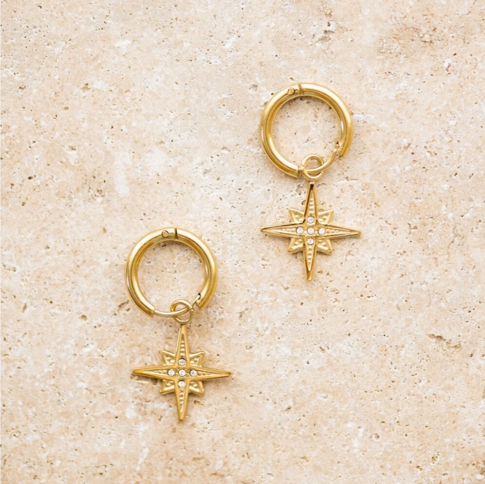 Indigo &amp; Wolfe - Astra Gold Earrings W/ Star Pendant