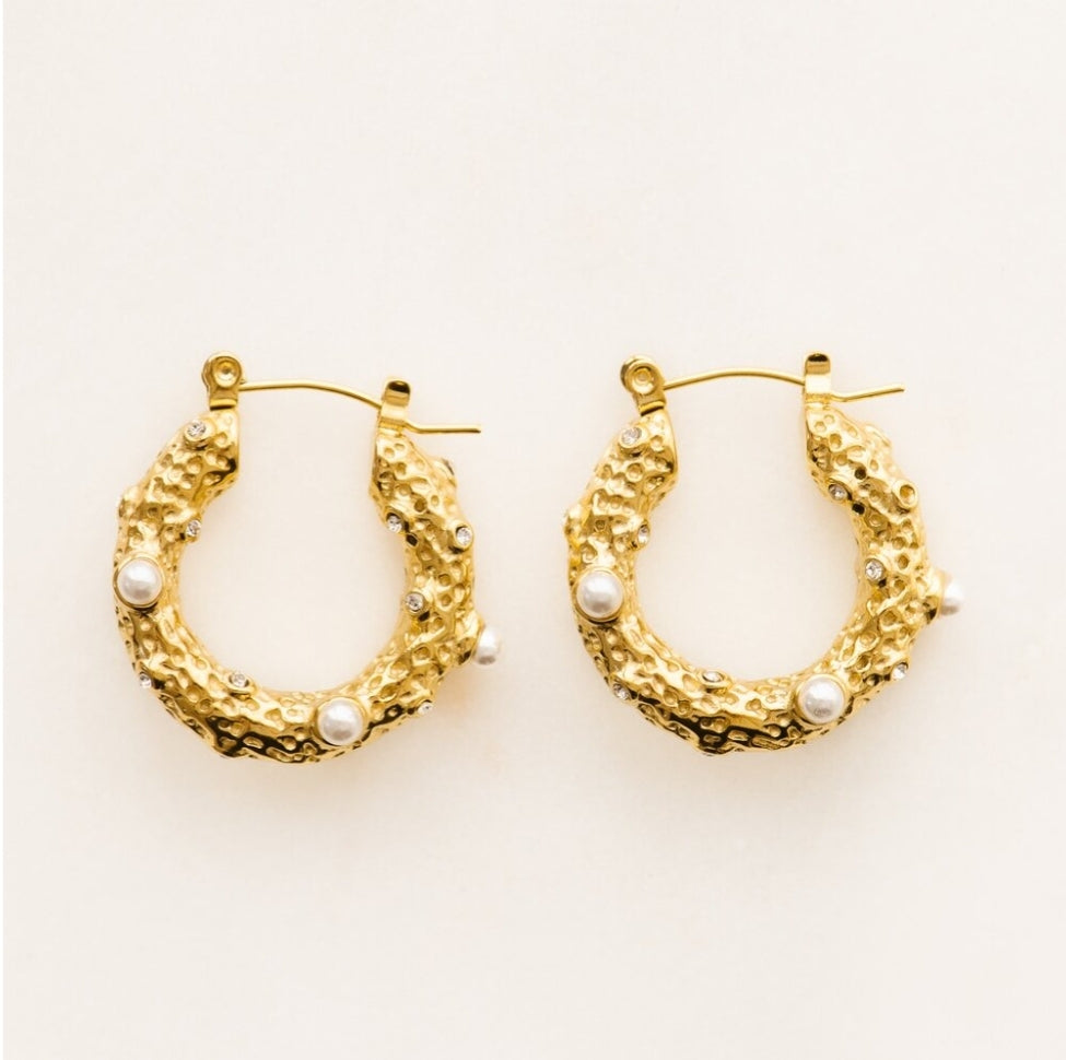 Indigo &amp; Wolfe - Aurelia Pearl + Gold Earrings