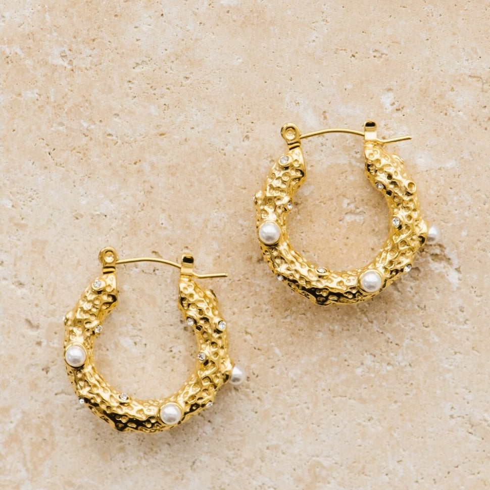 Indigo &amp; Wolfe - Aurelia Pearl + Gold Earrings