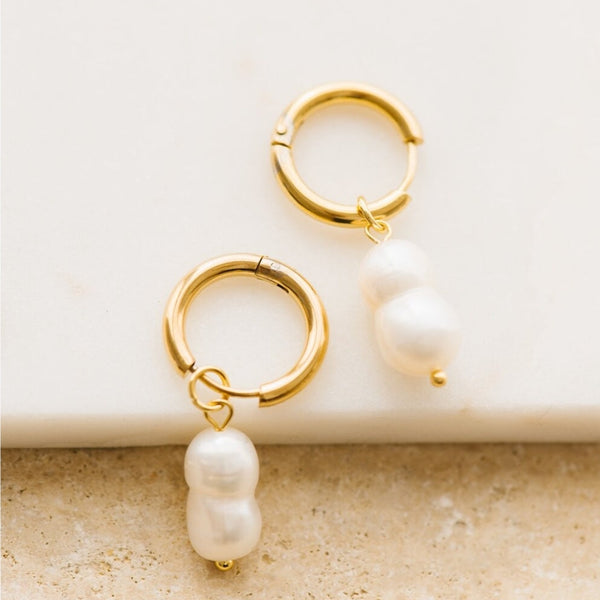 Indigo & Wolfe - Auden Gold Earrings W/ Pearl Pendants