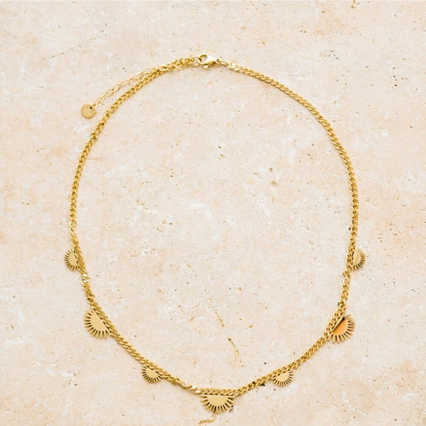 Horizon Gold Necklace W/ Sun Pendant