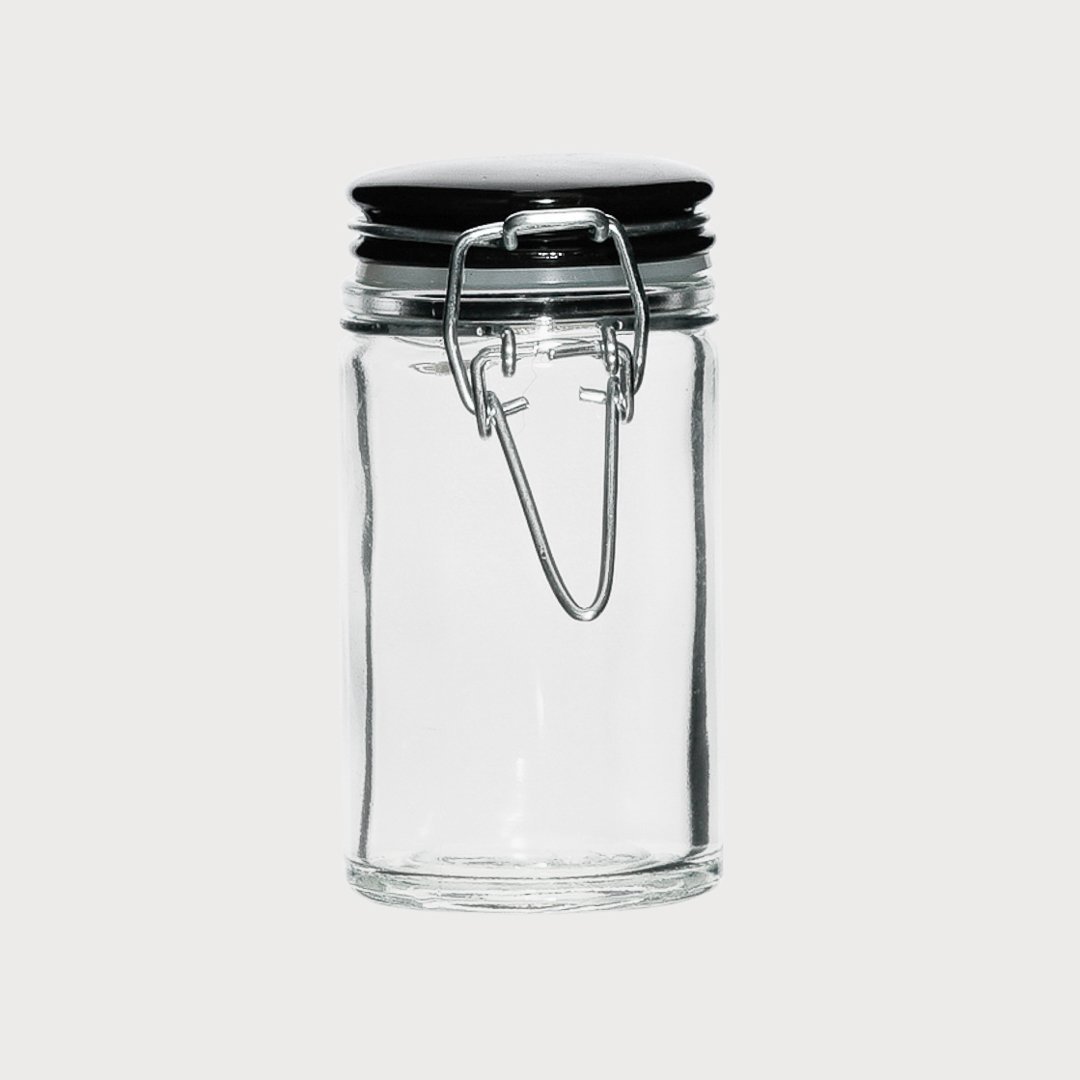 Julia Spice Jars W/ Ceramic Lid in Black - Set of 24