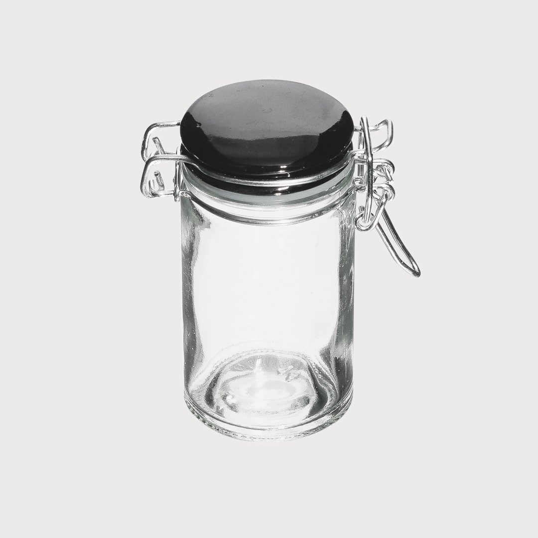 Julia Spice Jars W/ Ceramic Lid in Black - Set of 24