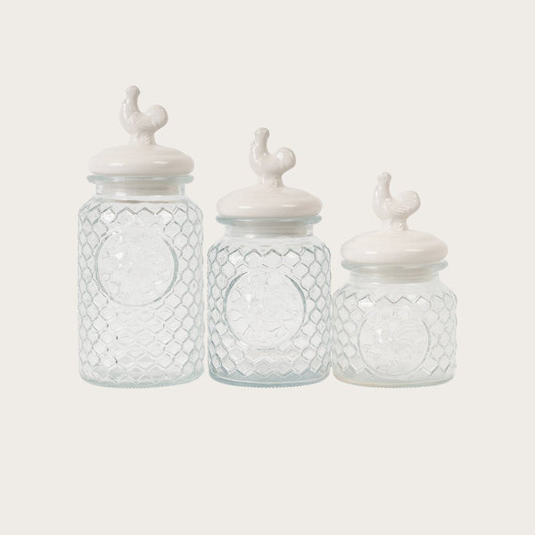 Rooster Ceramic Lid Glass Canister (Save 40%) - Small