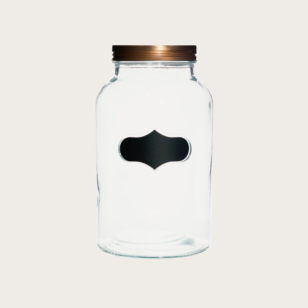 Fabia Glass Cookie Jar W/ Chalk Label 3L