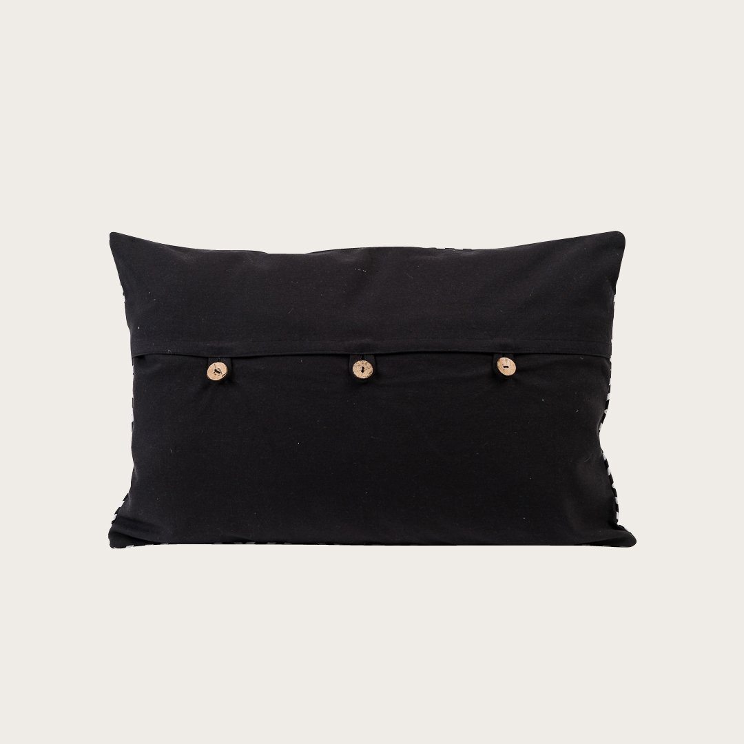 Pena Rectangular Cotton Cushion in Black - Buy 1 Get 1 Free Sale