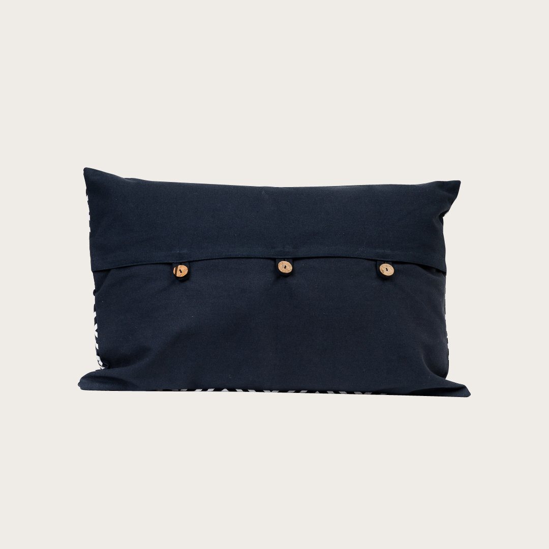 Pena Rectangular Cotton Cushion in Navy - Buy 1 Get 1 Free Sale