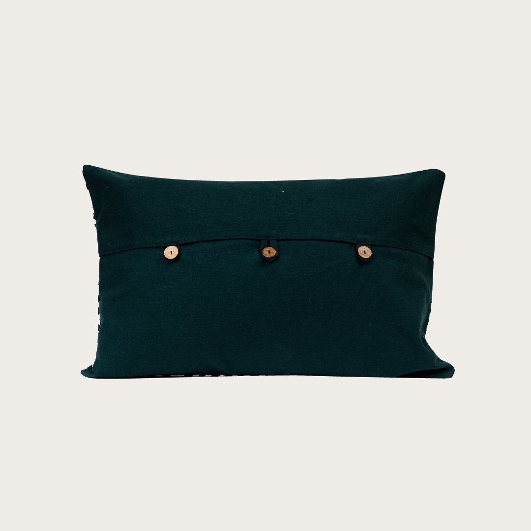 Pena Rectangular Cotton Cushion in Green - Buy 1 Get 1 Free Sale