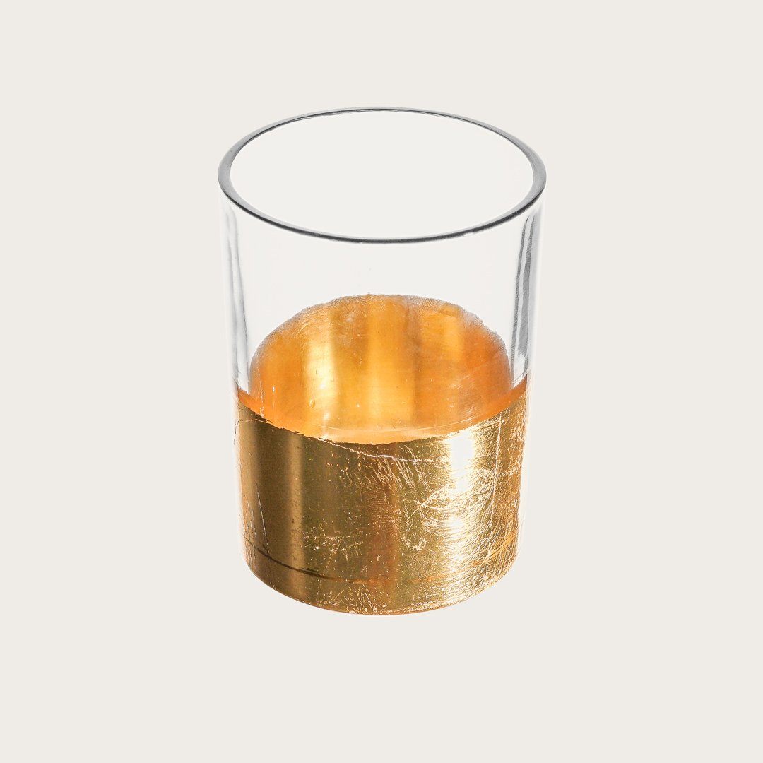 Atlas Medium Metallic Gold Glass Candleholder - Buy 1 Get 1 Free Sale